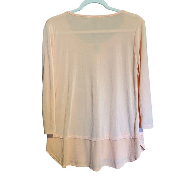 Soft Surroundings Womens Size Medium Pink Keyhole Front Sheer Tunic Top Blouse - Picture 3 of 5